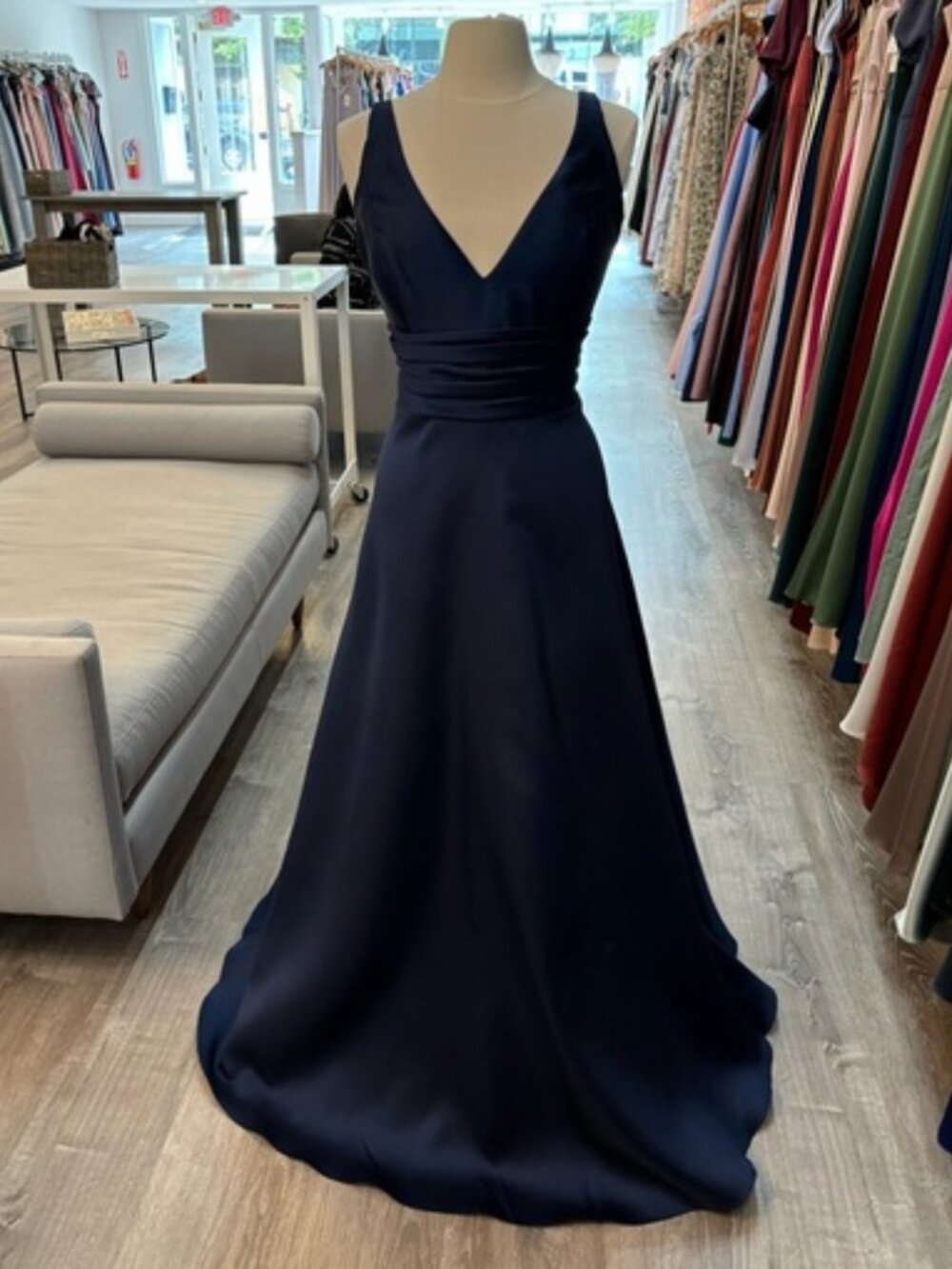 Indigo Mikado V Neckline Gown Style Jean - 32335 Size 16